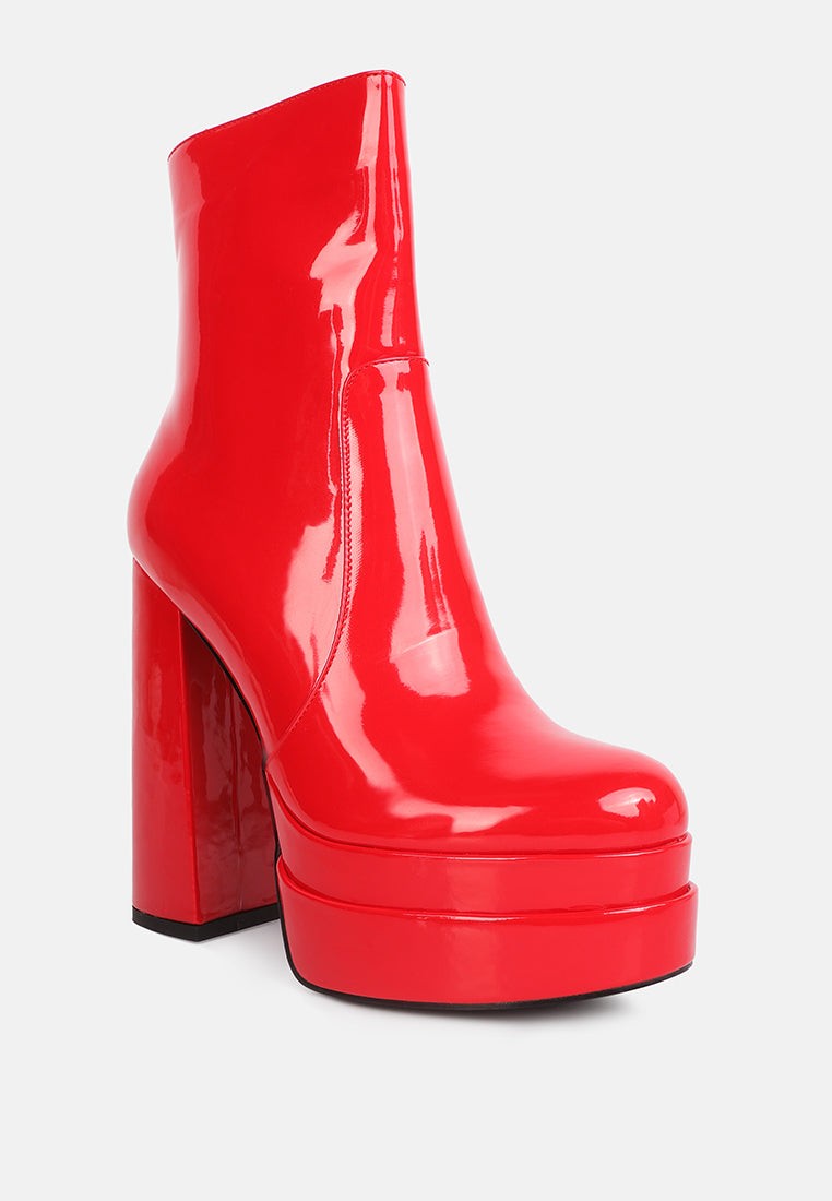 women high heel platform ankle boots#color_red