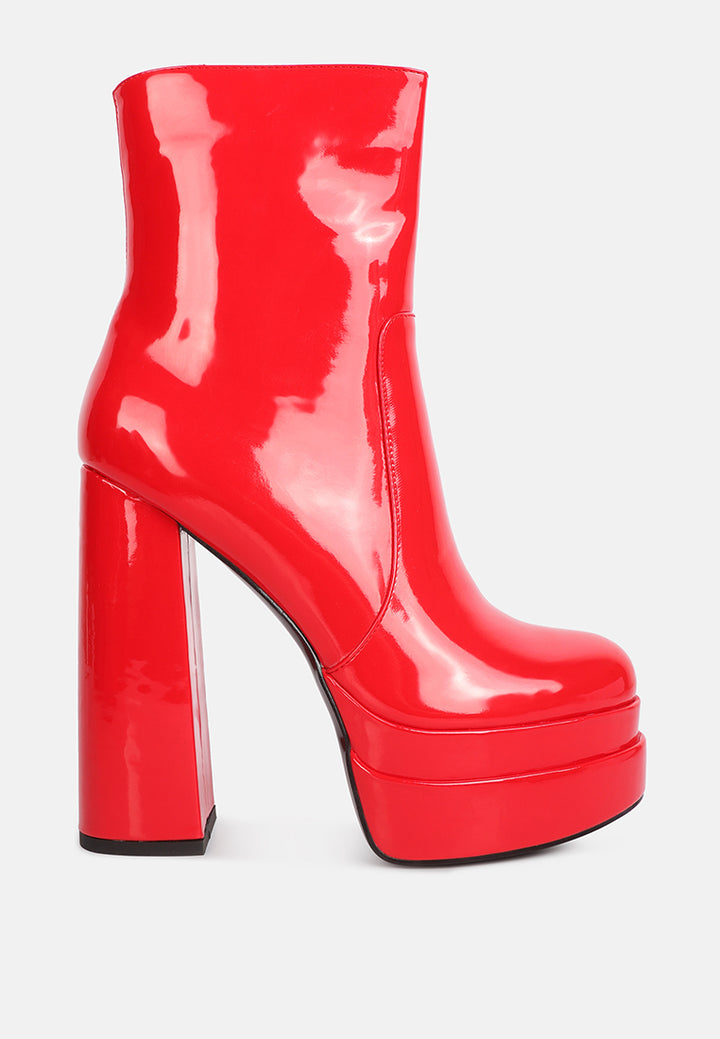 women high heel platform ankle boots#color_red