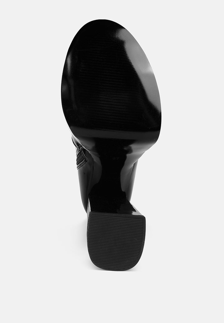 women high heel platform ankle boots#color_black