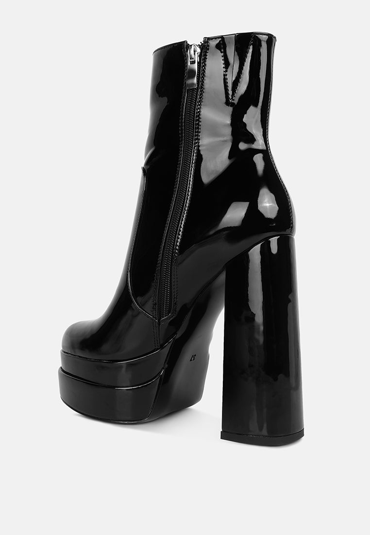 women high heel platform ankle boots#color_black