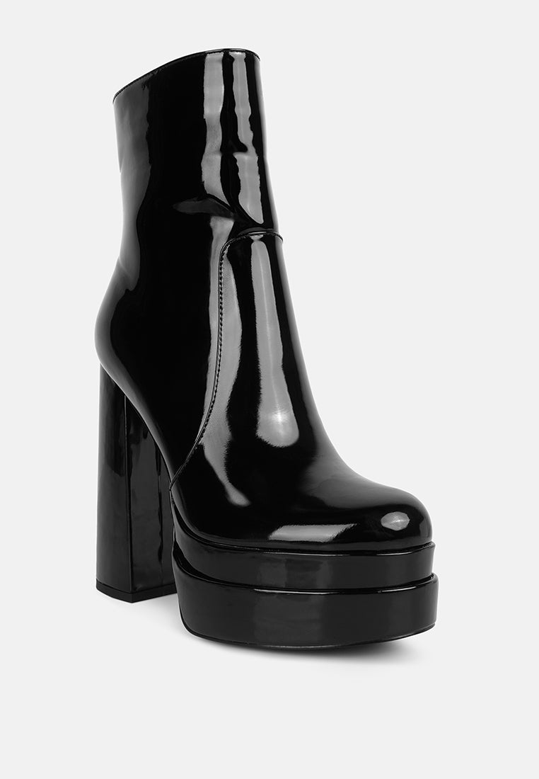 women high heel platform ankle boots#color_black