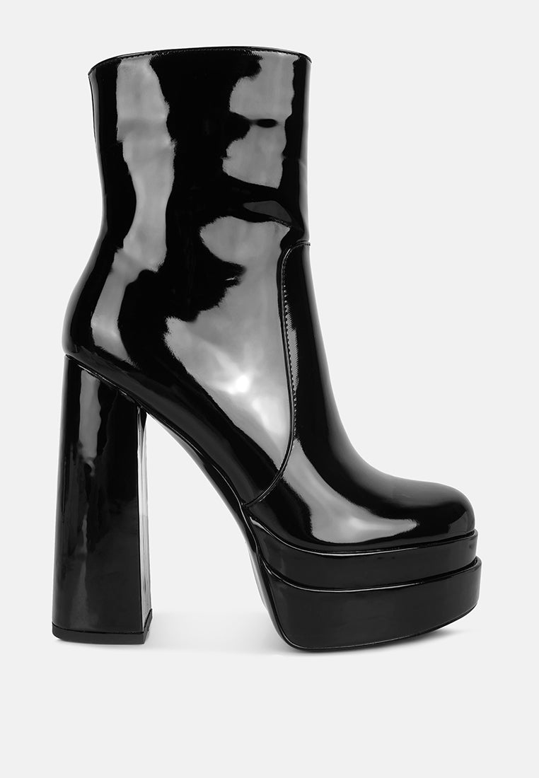 women high heel platform ankle boots#color_black