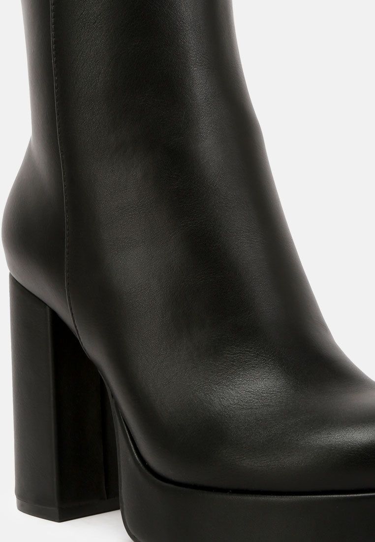 Women Beauty Bloack Heel Platform Ankle Boots