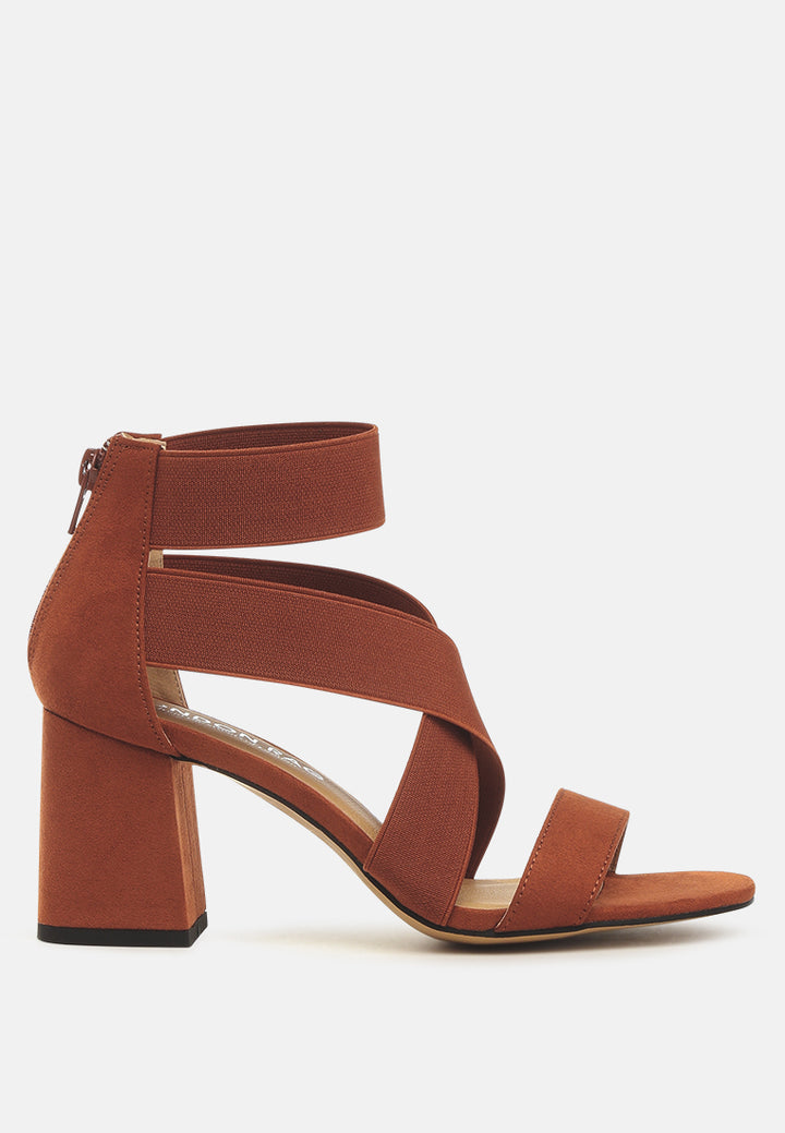 benicia elastic strappy block heel sandals#color_brown
