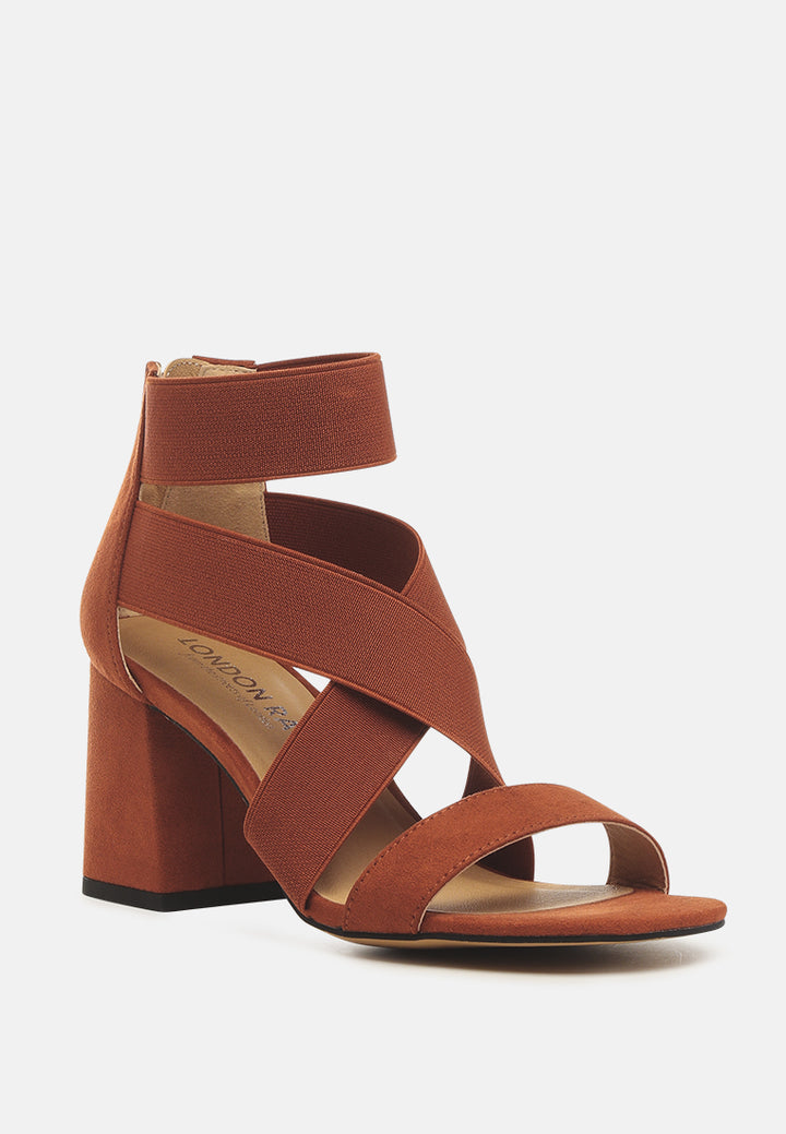 benicia elastic strappy block heel sandals#color_brown