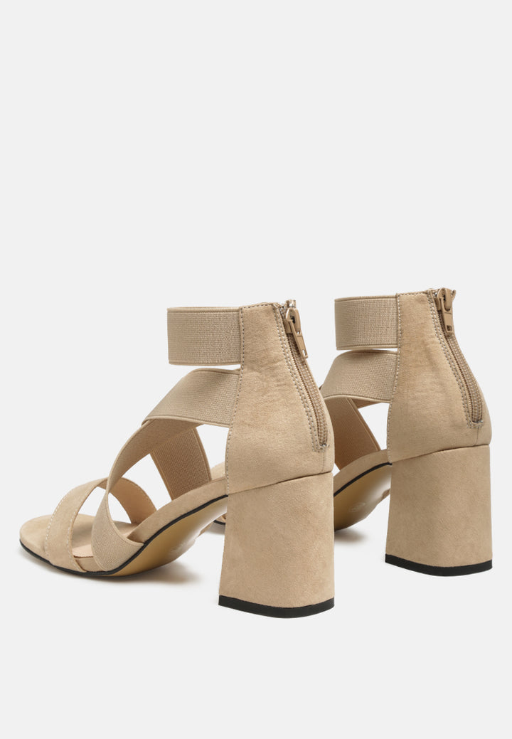 benicia elastic strappy block heel sandals#color_nude