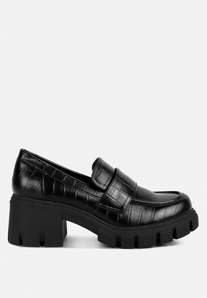 women chunky block heel loafers#color_black
