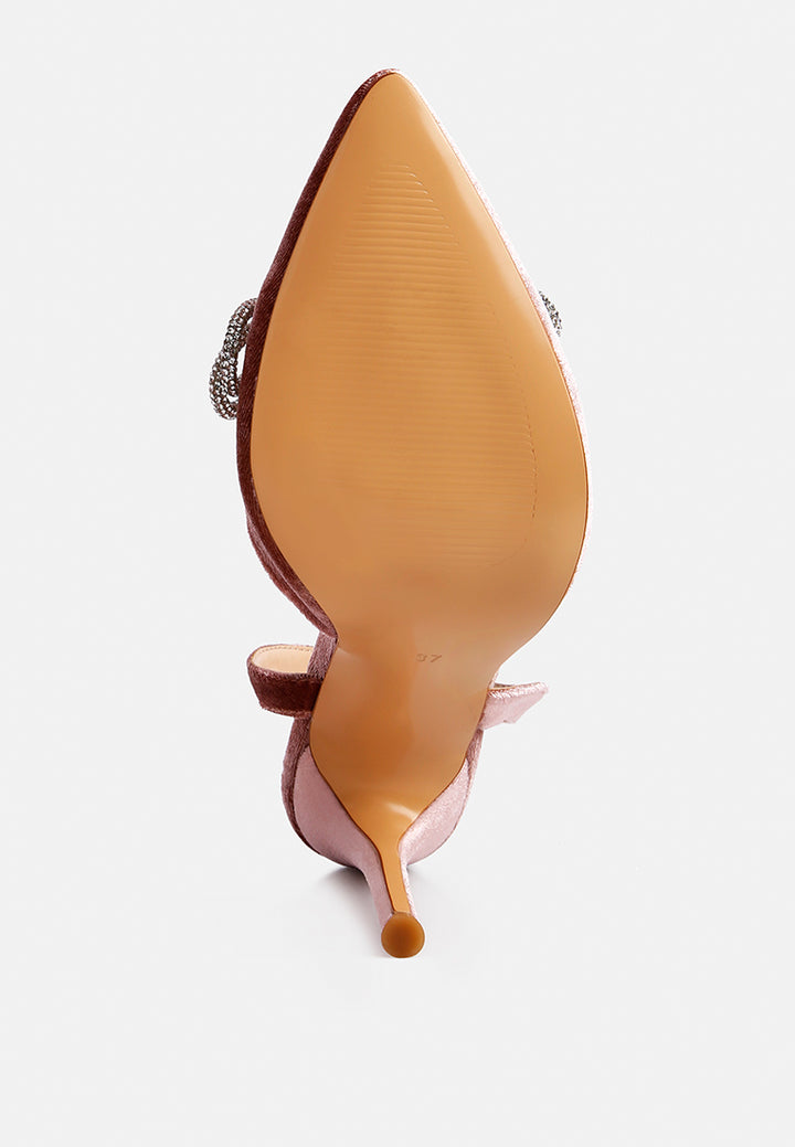 women big treat high heeled jewel velvet mules#color_nude