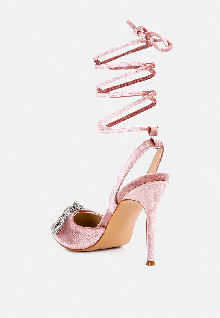 women big treat high heeled jewel velvet mules#color_nude