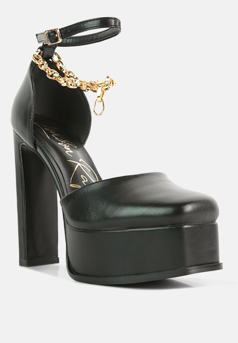 blackpearl faux leather high heeled platform sandals#color_black