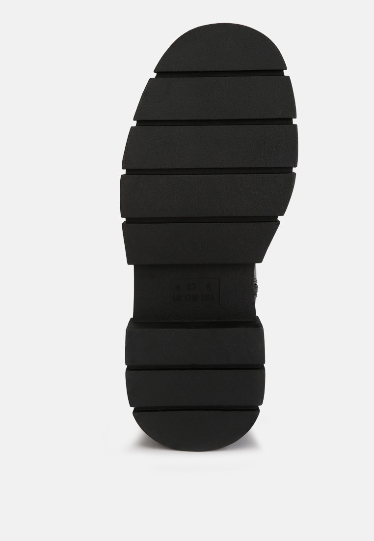 women chunky platform knee length boots#color_black