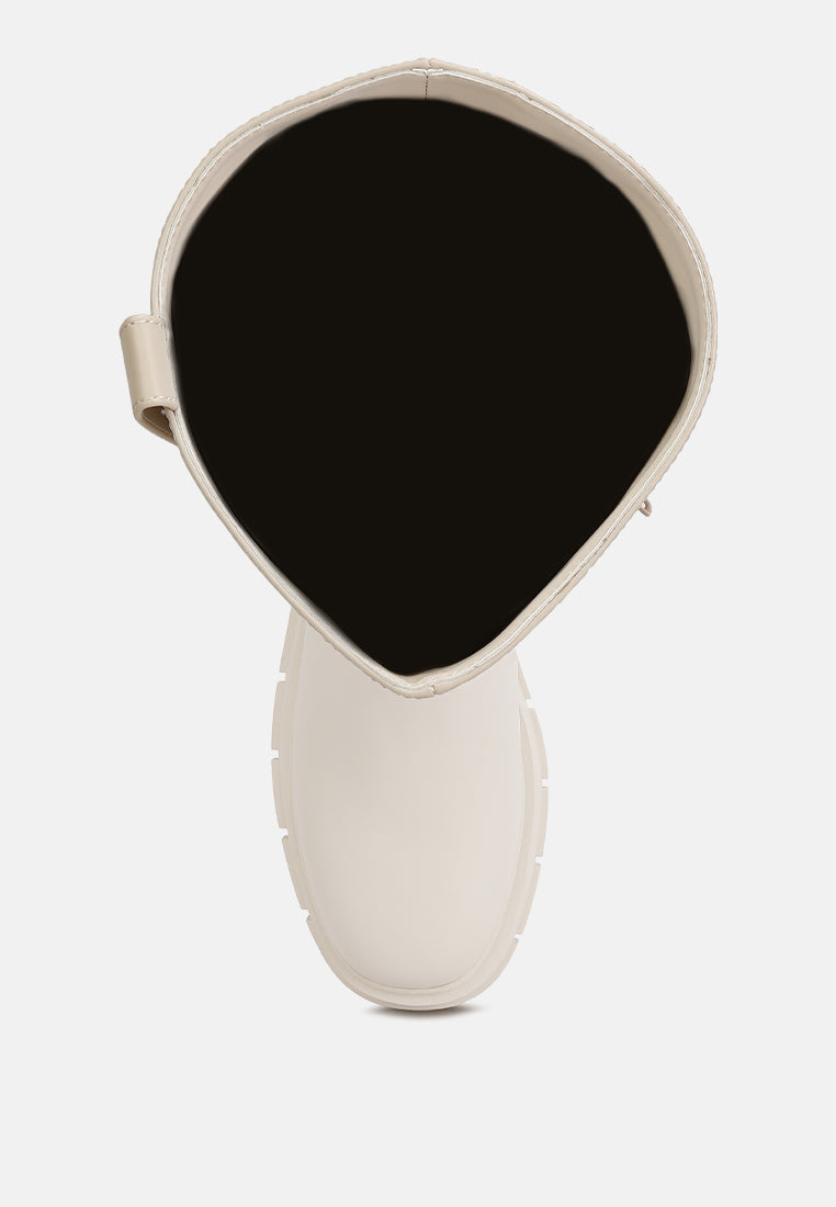 women chunky platform knee length boots#color_beige