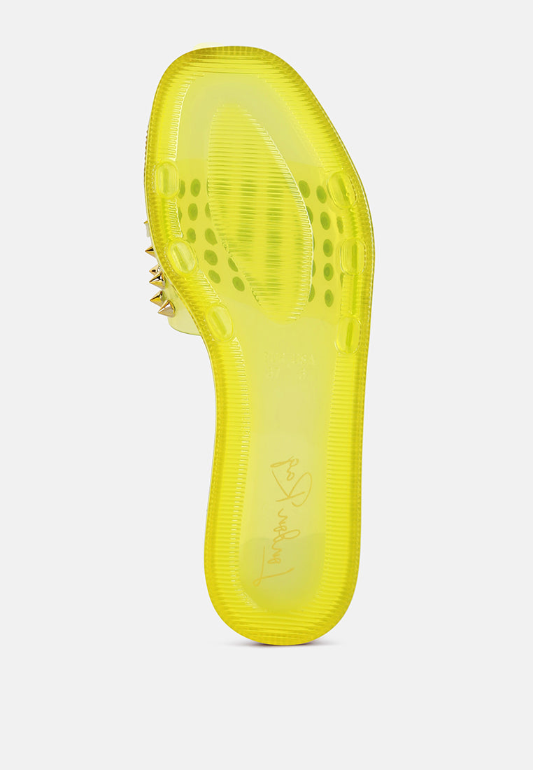 bolly punk stud clear jelly flats#color_yellow