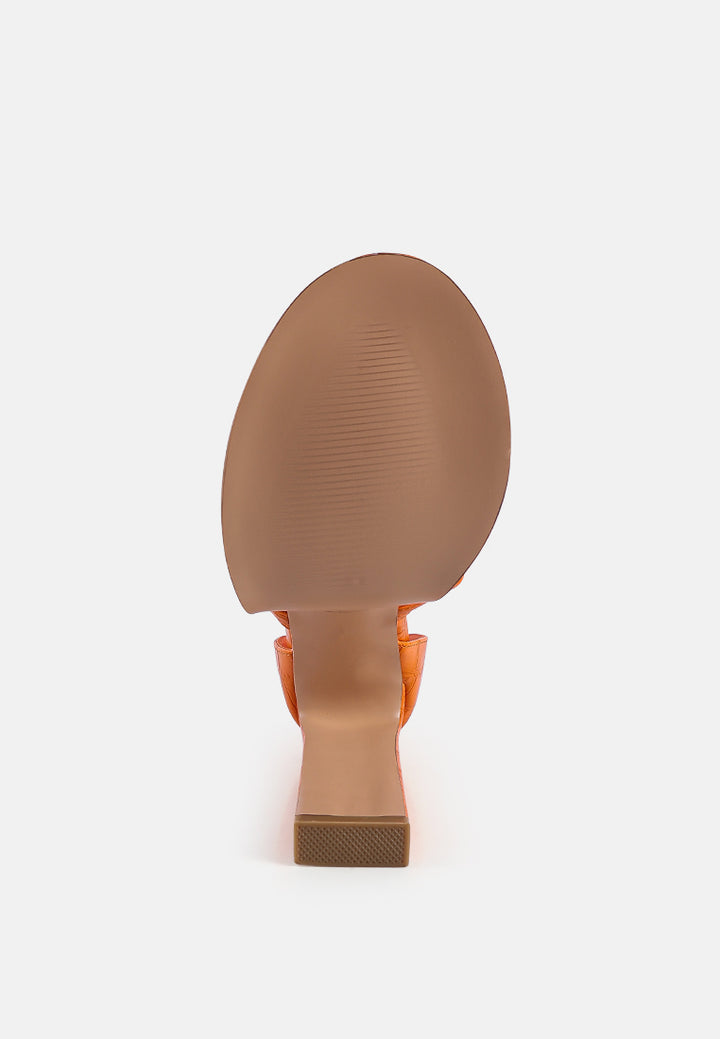 women metal chain zip up sandal#color_orange