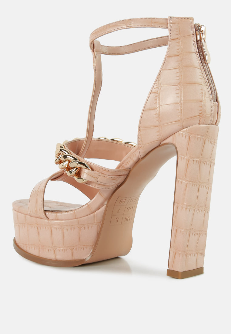 women metal chain zip up sandal#color_pink