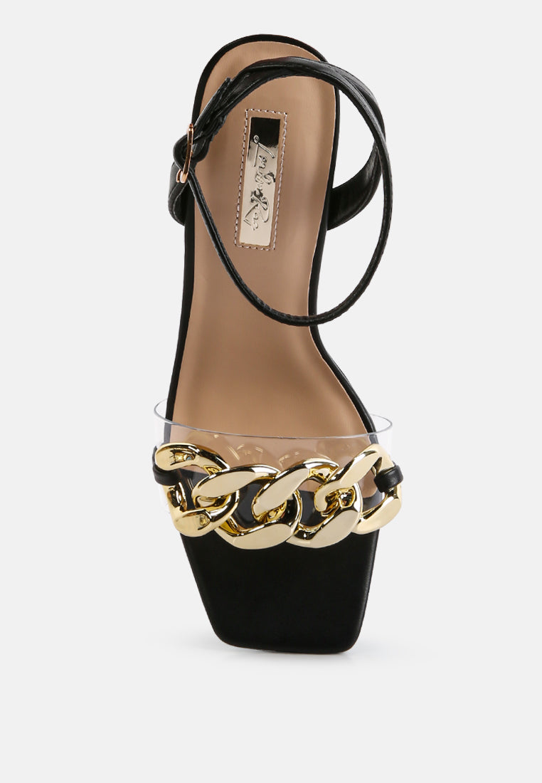 women bottom kiss chain strap heel sandals in black#color_black