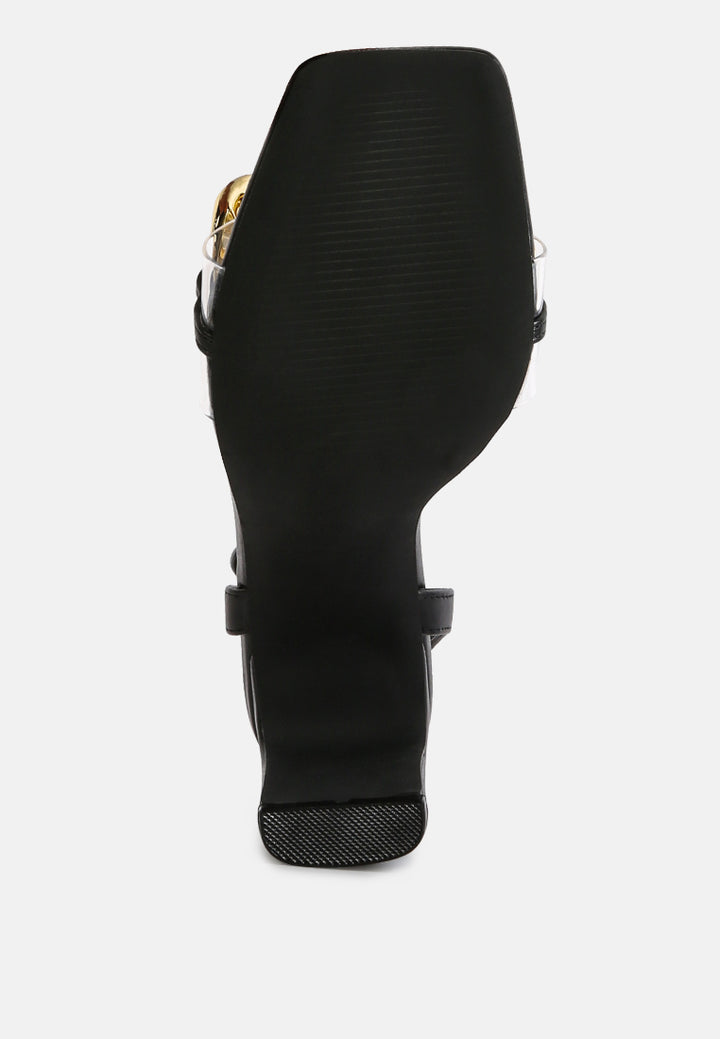 women bottom kiss chain strap heel sandals in black#color_black