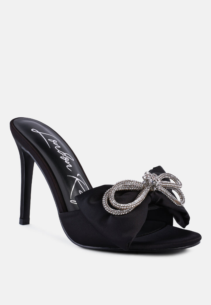 women bow tie high heeled sandal#color_black