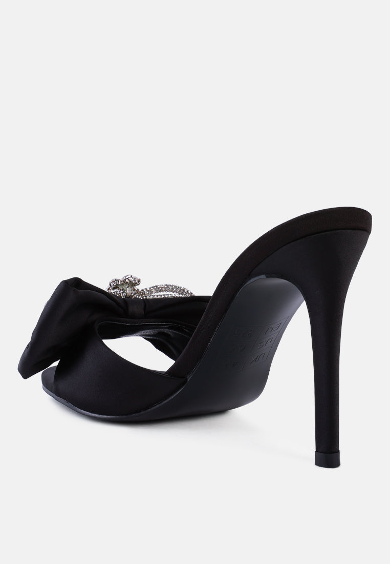 women bow tie high heeled sandal#color_black