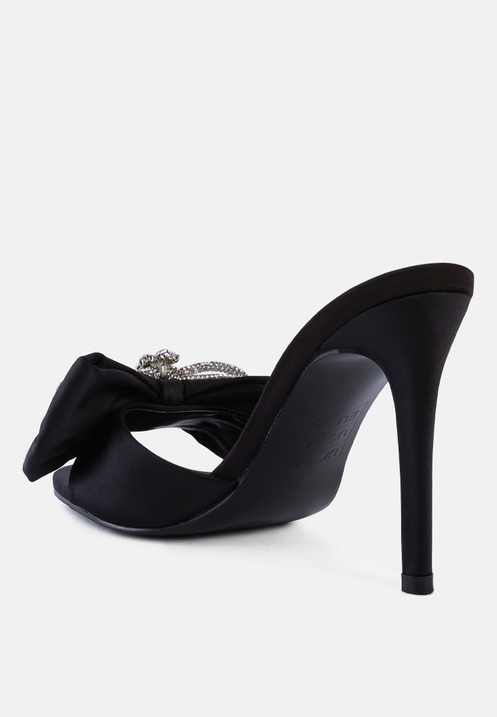women bow tie high heeled sandal#color_black