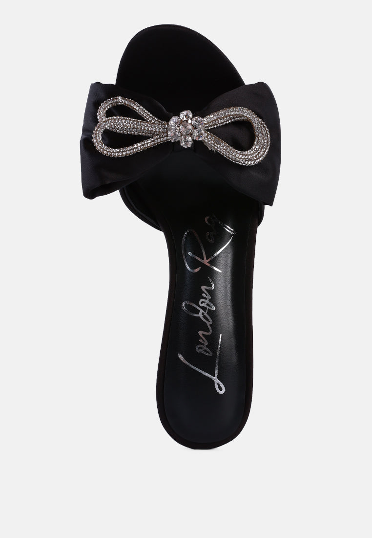 women bow tie high heeled sandal#color_black