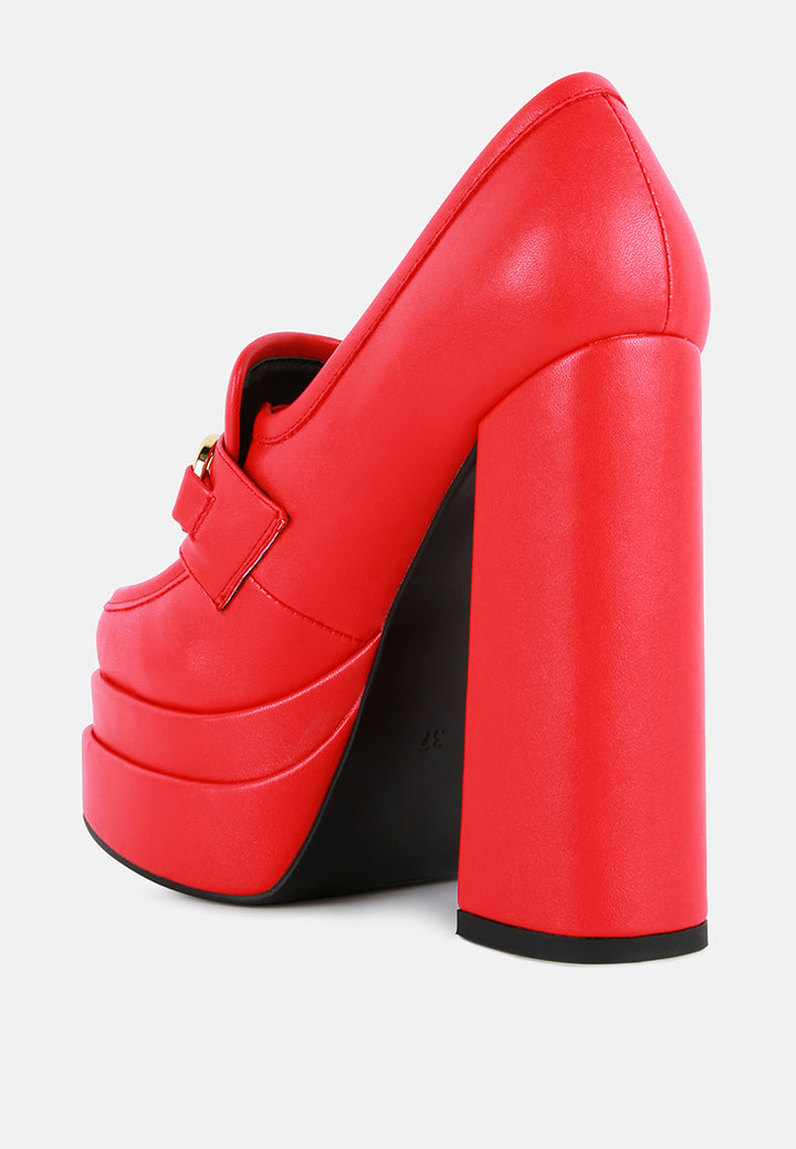 women embellished high platform loafers#color_red