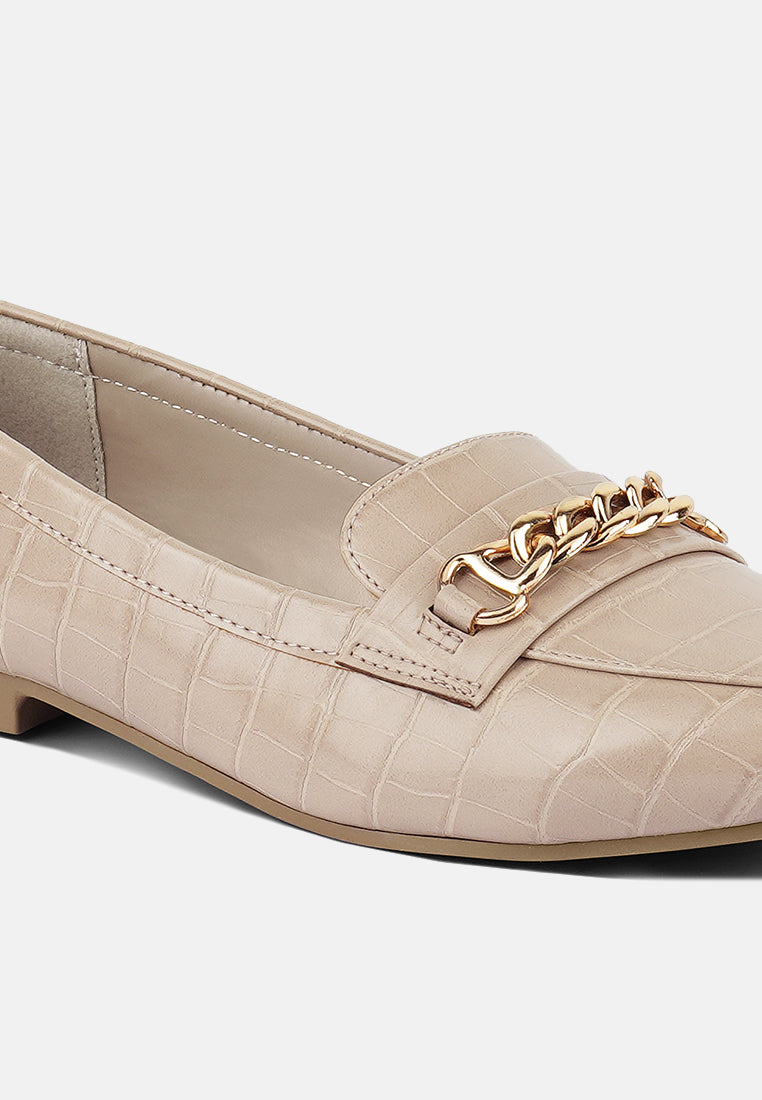 Women Bro Zone Croc Metal Chain Loafers