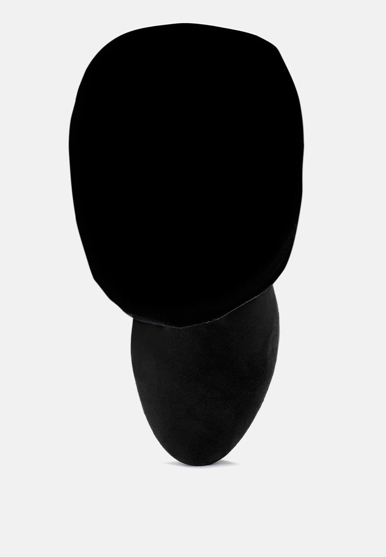 women bubble high block heeled over the knee boots#color_black