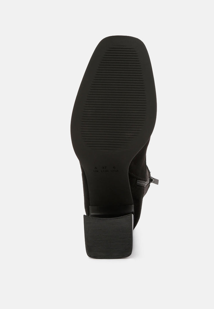 women candid flared block heel boots#color_black