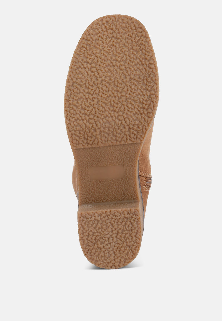 women block heel micro suede boots#color_tan
