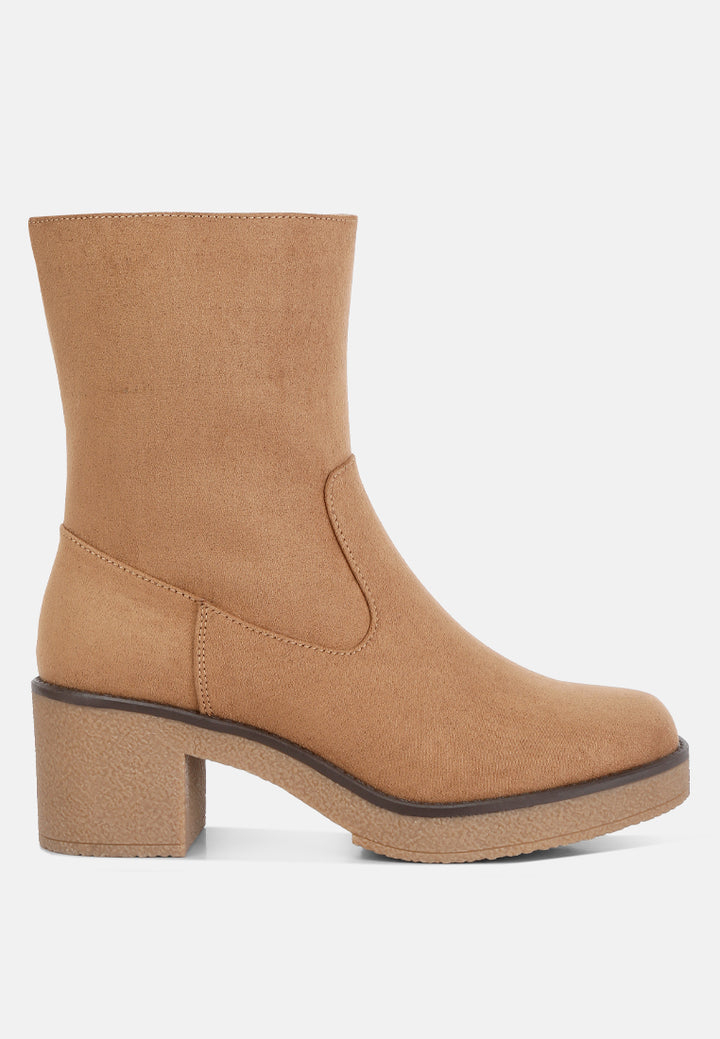 women block heel micro suede boots#color_tan
