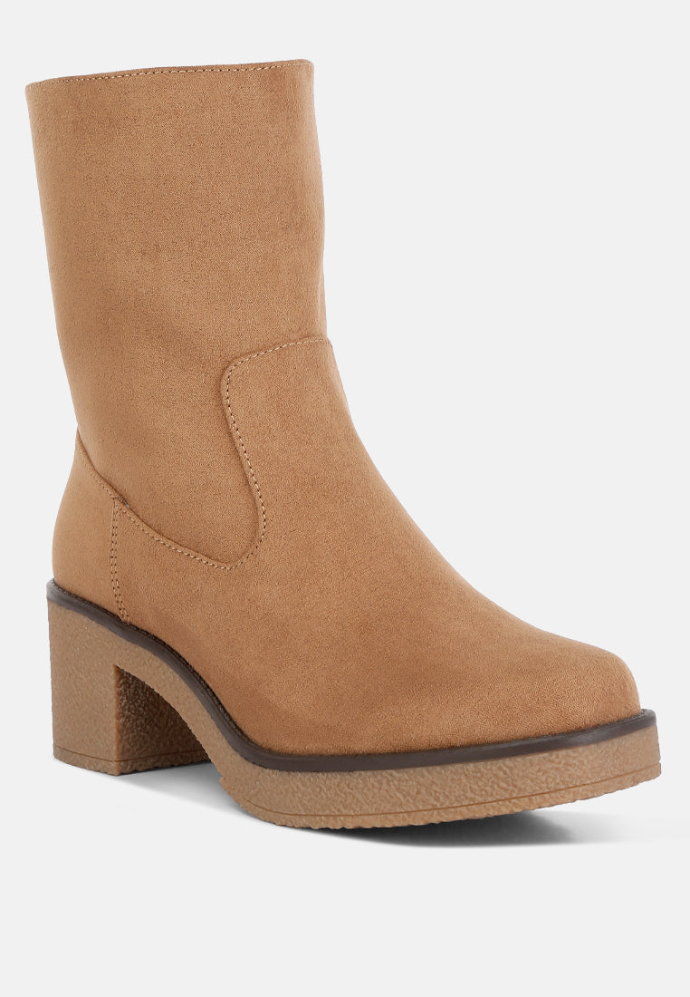 women block heel micro suede boots#color_tan