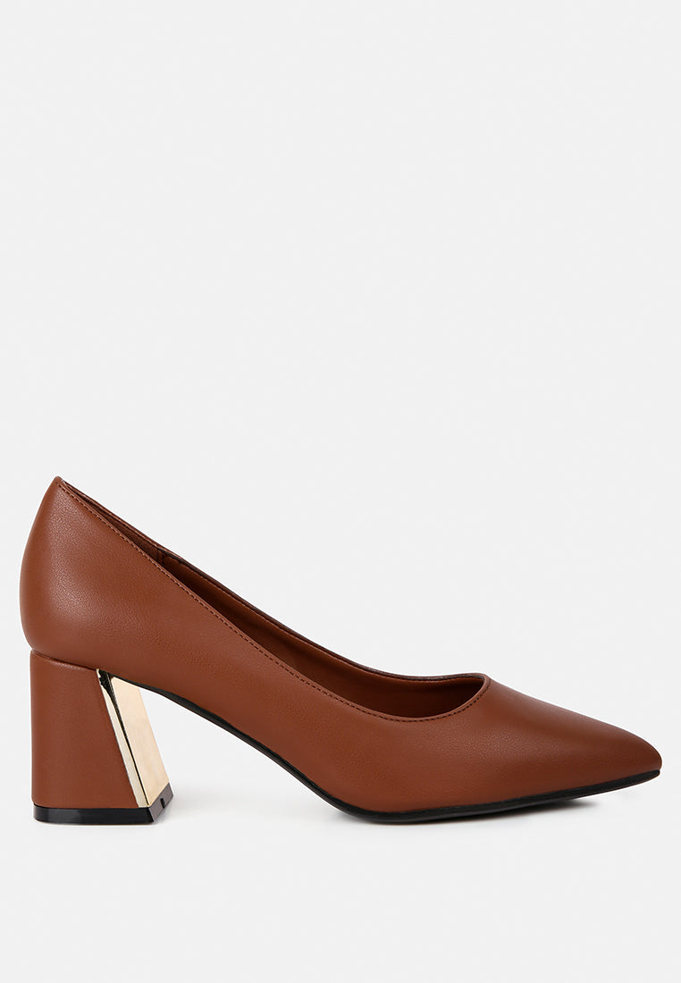 women block heel pumps#color_brown