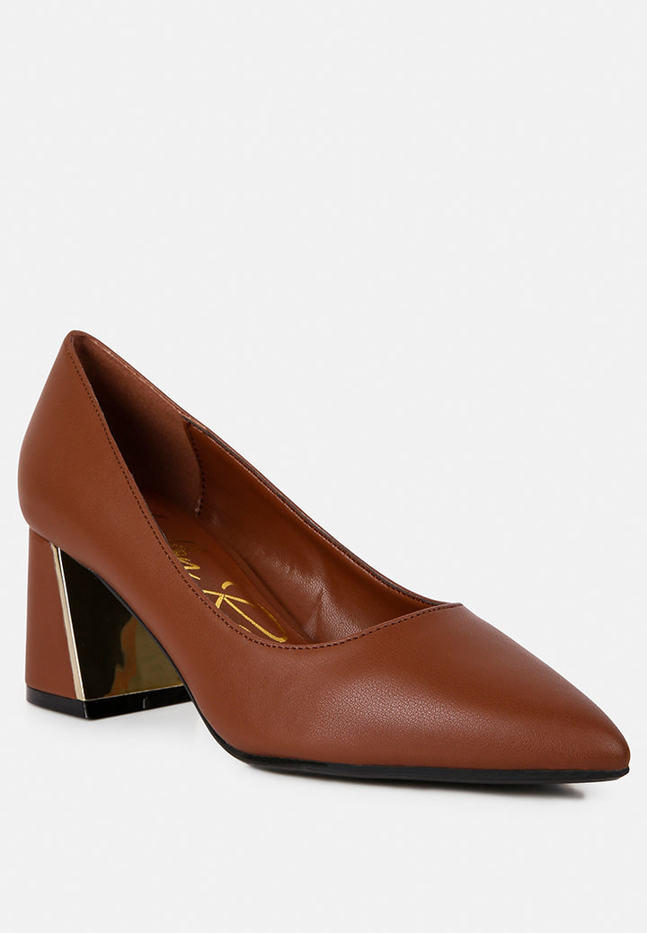 women block heel pumps#color_brown