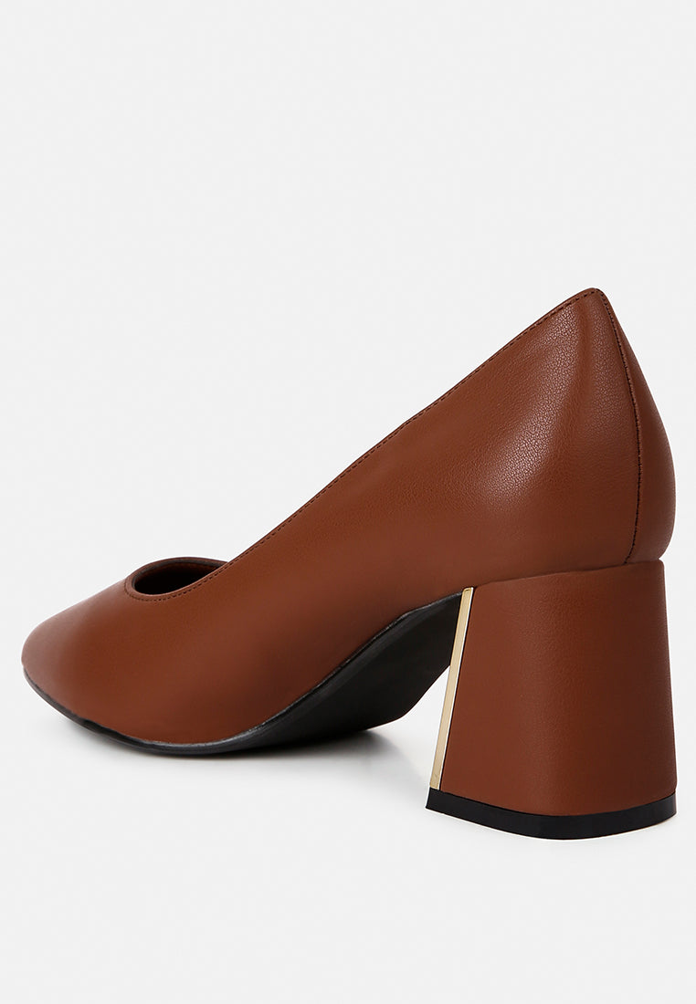 women block heel pumps#color_brown