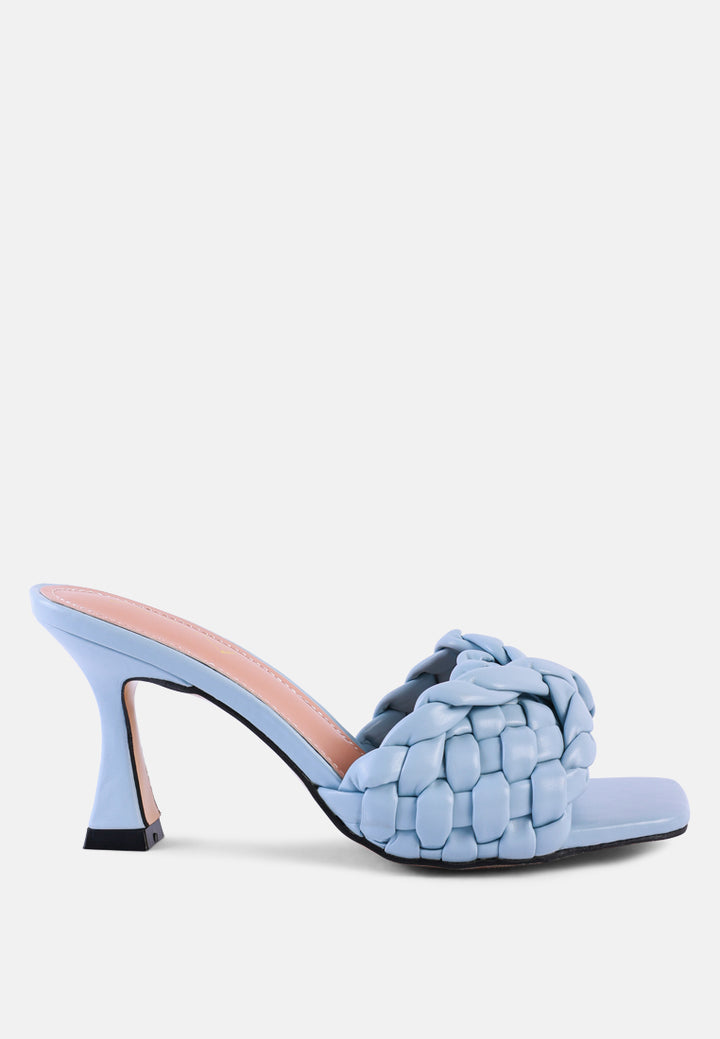  women woven strap mid heel sandals#color_blue