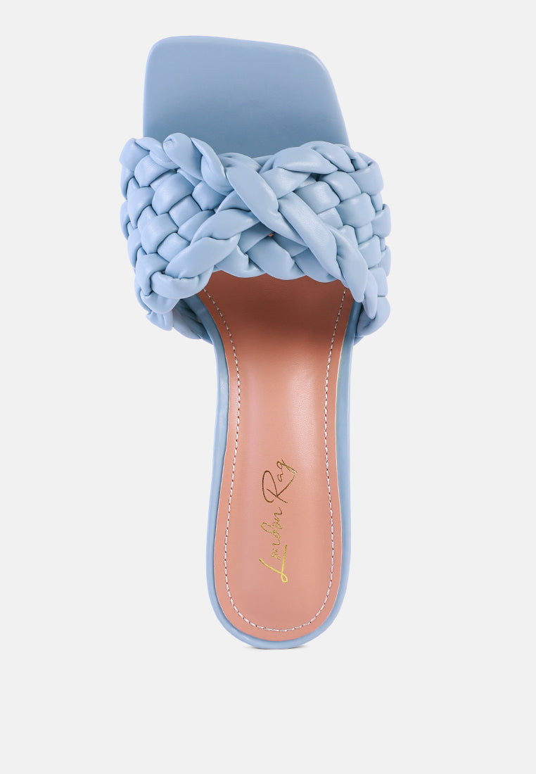 women woven strap mid heel sandals#color_blue