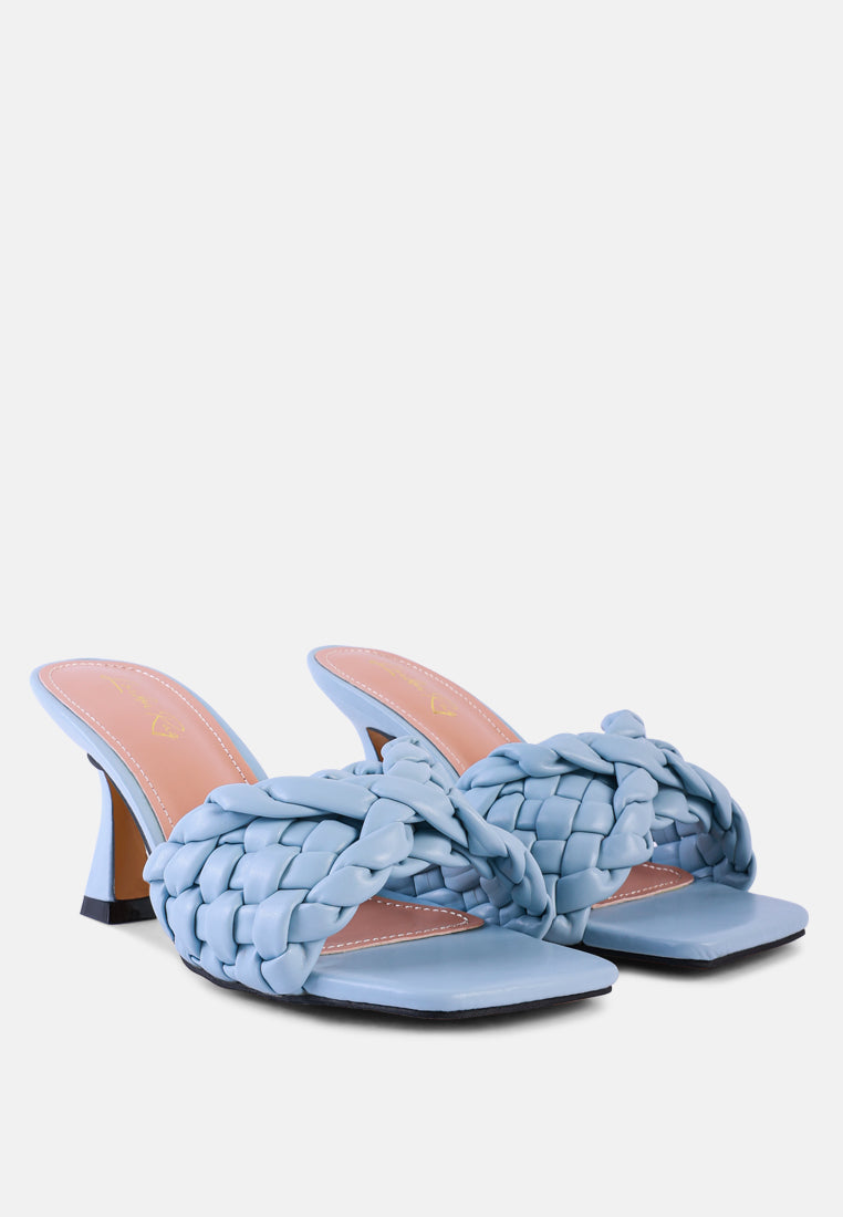 women woven strap mid heel sandals#color_blue