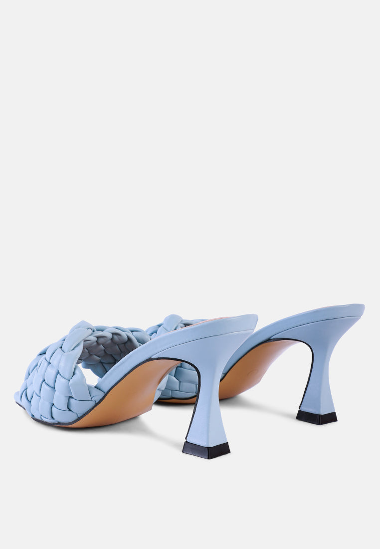 women woven strap mid heel sandals#color_blue