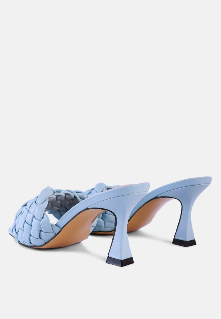 women woven strap mid heel sandals#color_blue