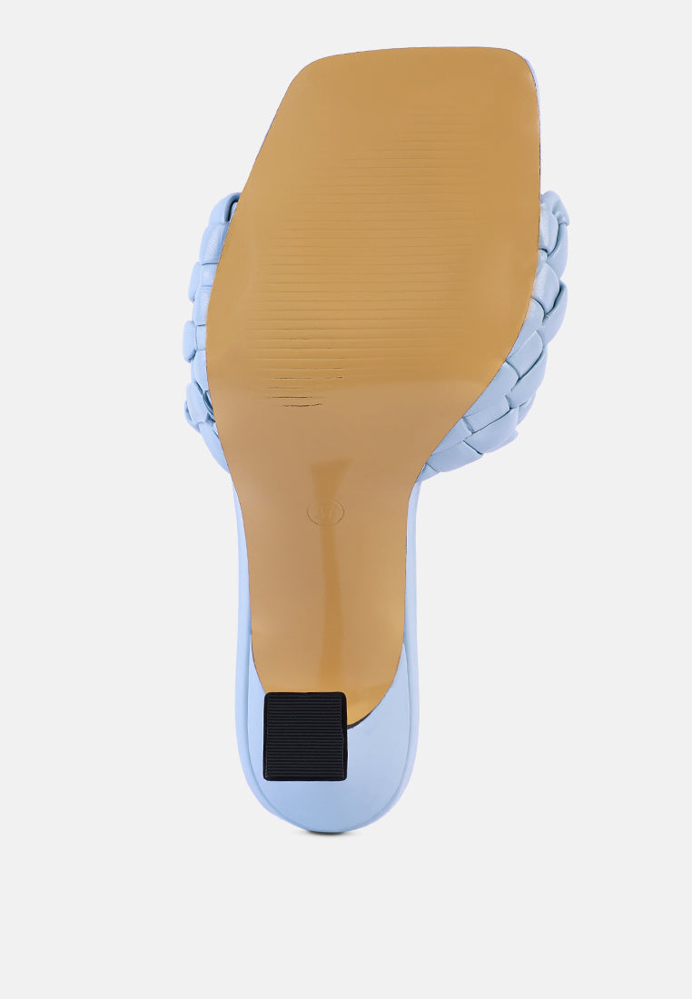 women woven strap mid heel sandals#color_blue