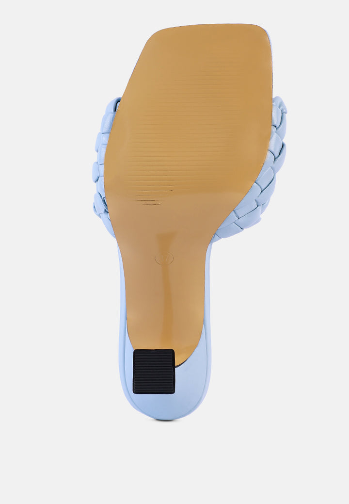 women woven strap mid heel sandals#color_blue