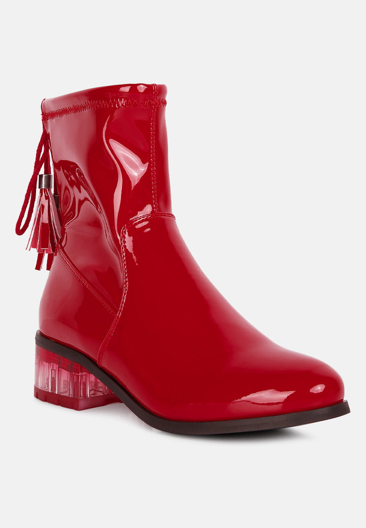 women cheer leader tassels detail ankle boots#color_red