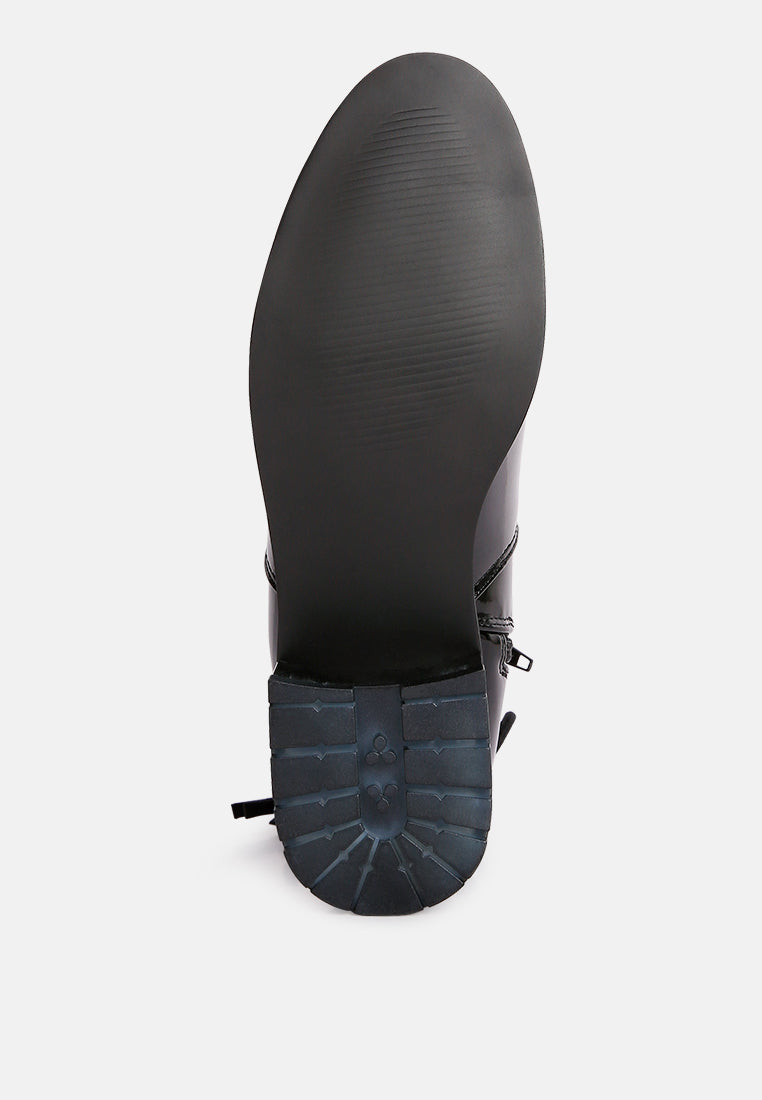 women cheer leader tassels detail ankle boots#color_black