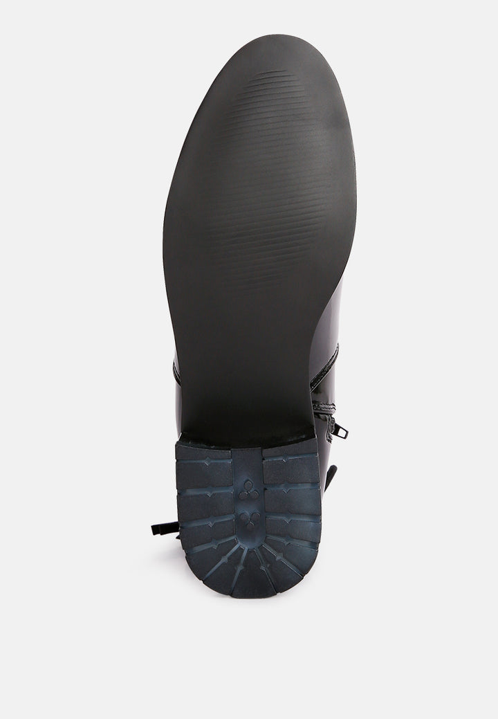 women cheer leader tassels detail ankle boots#color_black