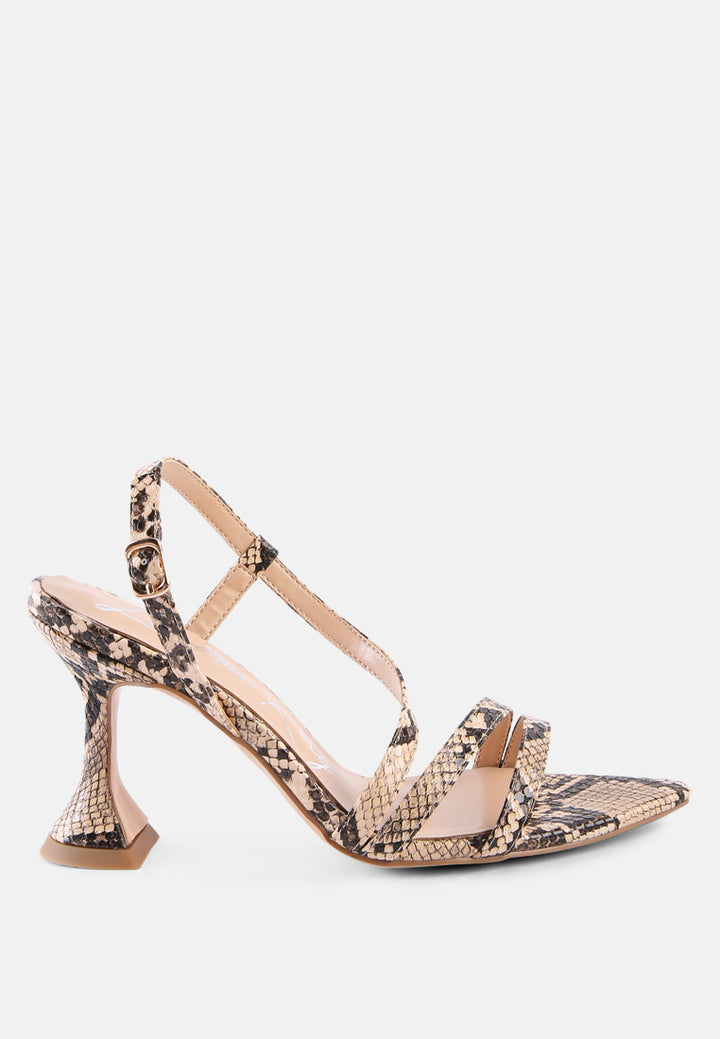 women snake print spool heel sandals#color_beige
