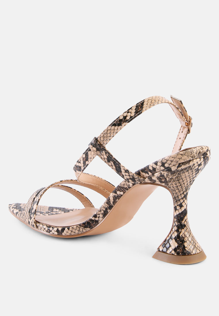 women snake print spool heel sandals#color_beige
