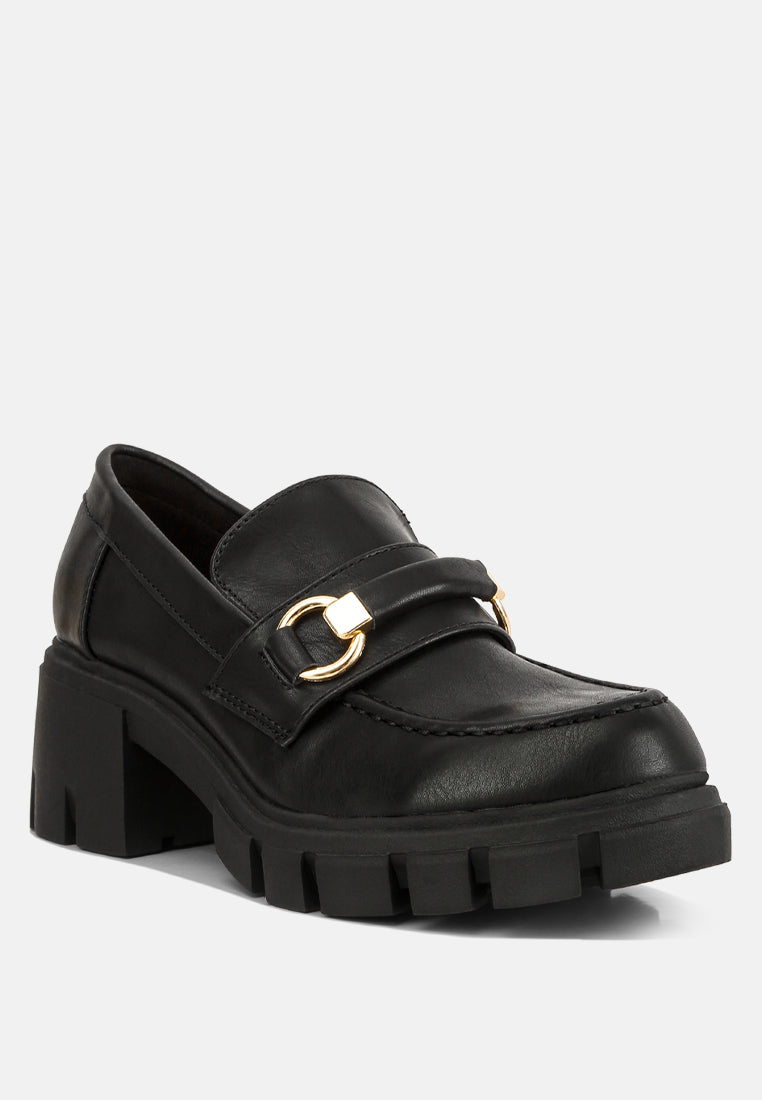 women chunky platform loafers#color_black