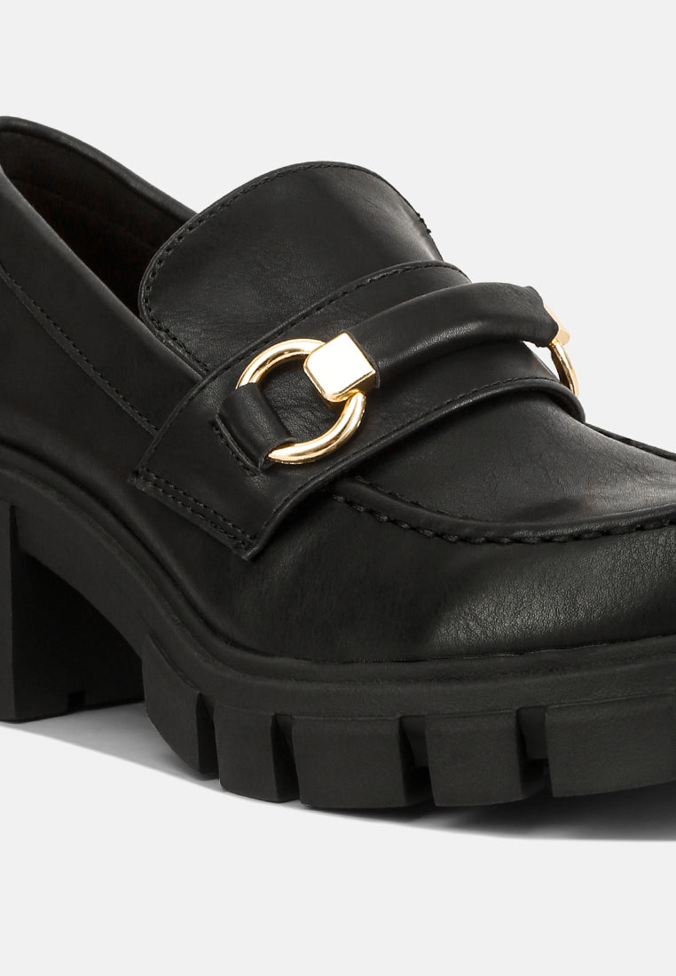women chunky platform loafers#color_black
