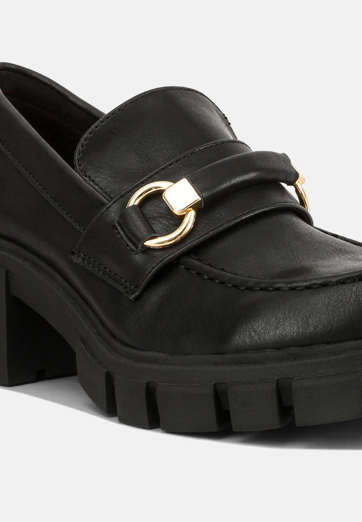 women chunky platform loafers#color_black